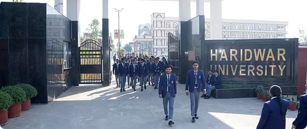 Haridwar University Main Entrance Gate with Students