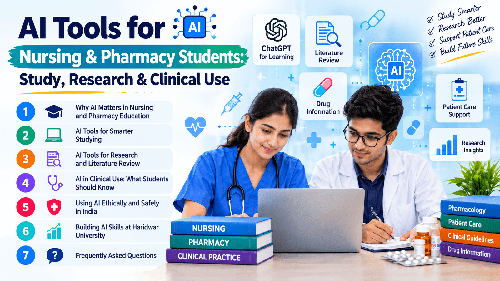 AI Tools for Nursing & Pharmacy Students: Study, Research & Clinical Use